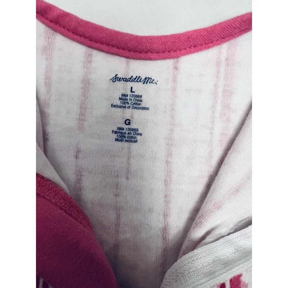SwaddleMe Wearable Blanket Sleep Sack Pink/White Zip Front Size L Cotton